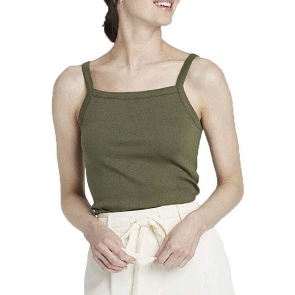Women’s A New Day Green Tank Top Cropped Size Large Spaghetti Strap New